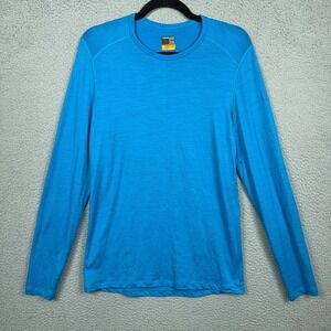 Icebreaker Base Layer Mens M Blue 200 Merino Wool Pullover Washable Outdoor
